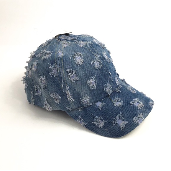 MY ONLY Accessories - Distressed Denim Baseball Cap